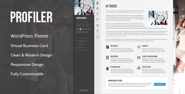 Profiler v1.3 - vCard Resume WordPress Theme