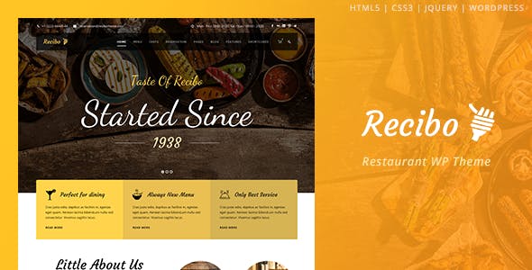 Recibo v1.2.2 - Restaurant / Food / Cook WordPress Theme