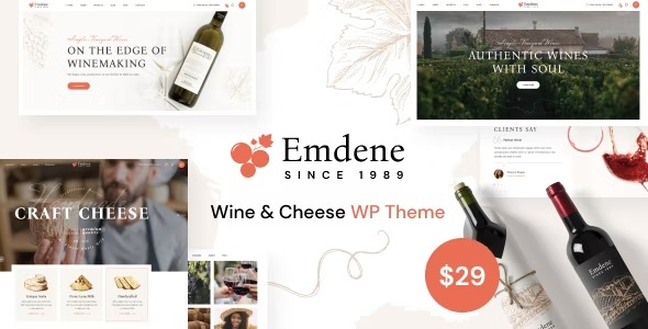 Emdene - Wine & Cheese WordPress Theme Nulled