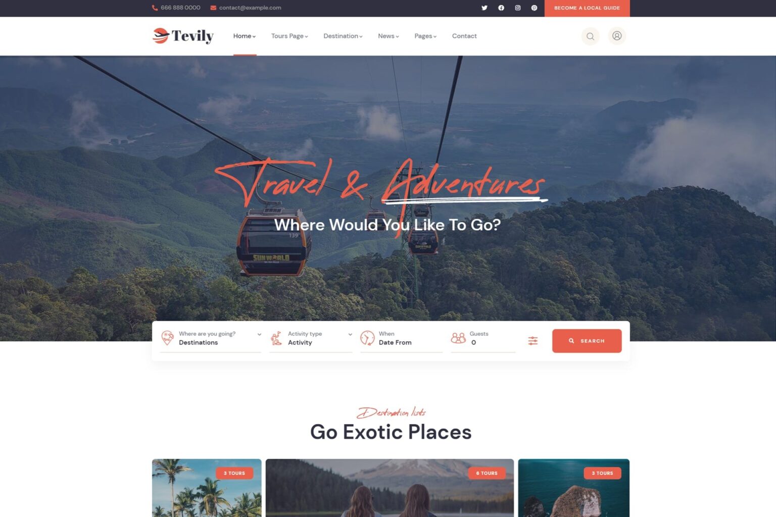 Tevily Travel & Tour Booking WordPress Theme Nulled